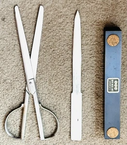 Vtg Pfeilring Solingen Germany 9” Scissors & Letter Opener Steel Set Mid-Century - Picture 1 of 12