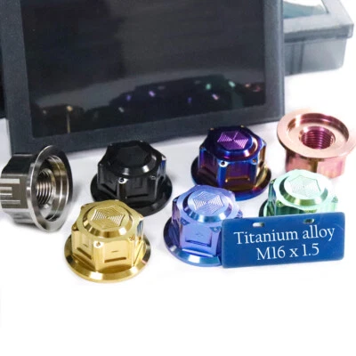Titan Mutter mit Flansch M16x1.5mm Grün/Blauviolett/Pink/Gold/Schwarz Hutmutter - Bild 1 von 3
