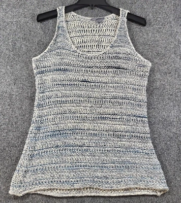 Suéter Vince Feminino M Listrado Azul/Bege Pescador Estética Malha Núcleo - Imagem 1 de 4