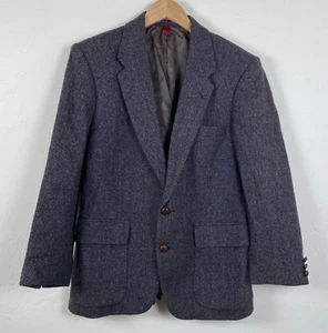 WM F Farah VTG 100% Wool Mens Jacket L 40S Blazer Western Herringbone Sport Coat - Picture 1 of 11