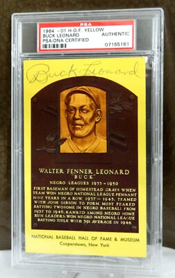 Buck Leonard Negro League Baseball 1972 HOF Autograph Plaque Postcard 💎PSA SLAB - Image 1 of 3