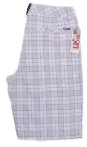 Quiksilver New Mens Shorts Straight Chino White Gray Plaid Size 30 Inseam 11" - Picture 1 of 5