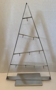 Crate & Barrel 16” Silver Metal Christmas Tree Ornament Display 10 Hooks 2016 EC - Picture 1 of 6