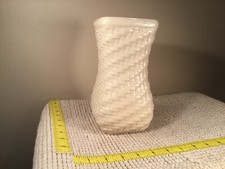 Longaberger Pottery Ivory Vase, Woven Reflections Pattern