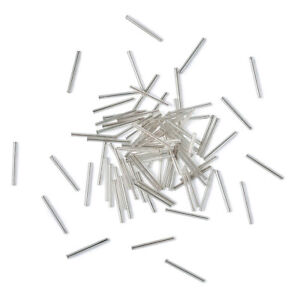 50 g Silver Glass Bugle Beads Crafts Findings 31~34x3mm Hole 0.5mm about 150pcs