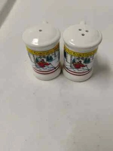 Monarch ‘94 Skiing Salt & Pepper Shakers “I Took The Road Less Traveled” Vtg - Picture 1 of 6