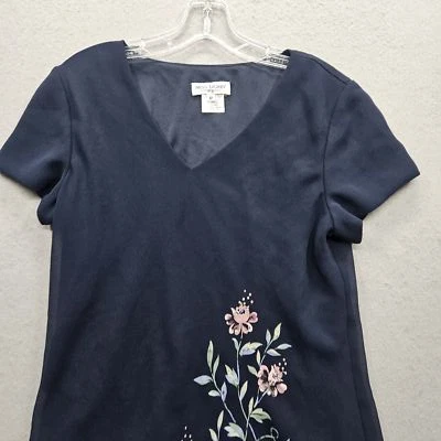 Miss Dorby Women's Dark Blue Size 12 V-Neck Blouse - Image 1 of 4