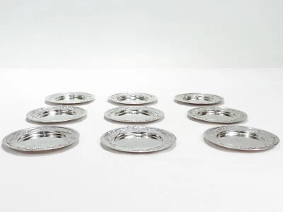 Raro conjunto de 9 tapetes de mantequilla con patrón de vid de plata esterlina de Tiffany & Co. Foto 1 de 4