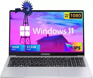 15.6'' Notebook Intel N97 16GB RAM 512GB Laptop 1080P WIFI 5 BT Windows 11 PRO - Picture 1 of 7