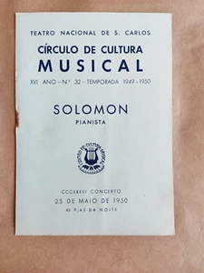 SOLOMON - Piano Recital program 25/05/1950  Brahms, Chopin, Rachmaninov, Debussy - Picture 1 of 2