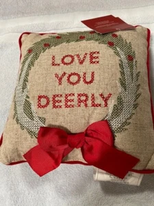 New St. Nicholas Square Deco Pillow - "Love You Deerly" - Picture 1 of 3