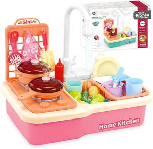 Play Kitchen with Running Water for Toddlers, Toy Kitchen Playset with Electric - Picture 1 of 6
