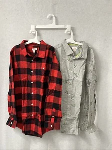 Cat & Jack™ Boys' Buffalo Check & Dino Long Sleeve Button-Down Shirt XLH (16) - Picture 1 of 12