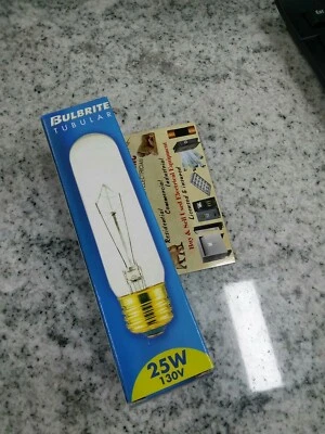 (BOX OF 24) BULBRITE 704125 25W 130V  T10 CLEAR TUBULAR  STD BASE (BOX#6) - Image 1 of 4