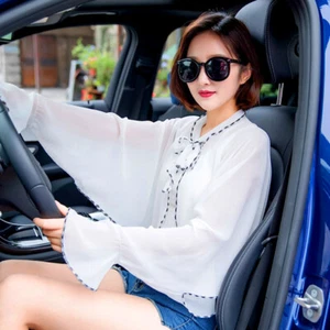 Woman Sheer Chiffon Bolero Shrug Long Sleeve Open Front Jacket Cardigan - Picture 1 of 22
