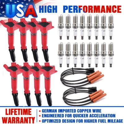 Paquete de 8 bobinas de encendido y bujías y cables para Ford F150 F250 F350 2010-2017 6,2 L Foto 1 de 4