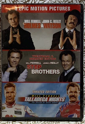 📀 Holmes & Watson , Step Brothers, Talladega Nights (DVD) NEW - Image 1 of 2