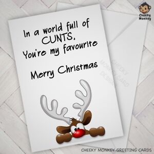 Funny CHRISTMAS CARD joke humour Offensive rude Naughty c word C-WORD c*nt