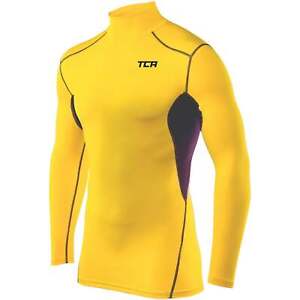 TCA HyperFusion Thermal Mock Neck Mens Long Sleeve Compression Top - Yellow