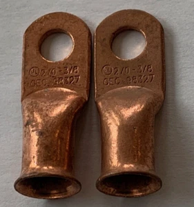 (2) Qtà. Terminale ad anello 3/8" perno circolare tubolare alette batteria 2/0 AWG crimpatura - Foto 1 di 1