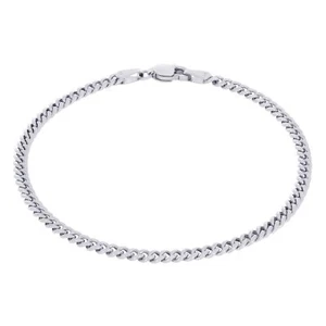 10K White Gold 3mm Miami Cuban Link Chain Bracelet Men Women 7" 7.5" 8" 8.5" 9" - Picture 1 of 72