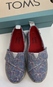 Tiny Toms Toddler Alpargata Glow In The DarkChambray Fireworks Fest Print Sz 10 - Picture 1 of 4