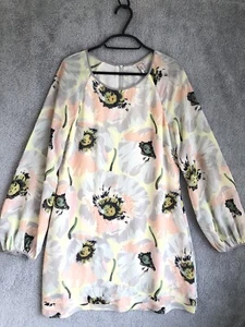 TED BAKER HIRA DRESS UK 12 Size 3 Floral Beaded Chiffon Long Sleeve Tunic - Picture 1 of 12