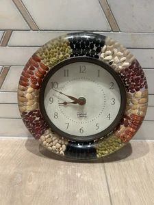 Round Wall Clock - Pastoral Dwelling Acrylic Lucite Dried Beans and Seeds - Picture 1 of 5