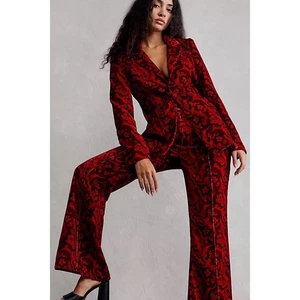 Penny Blazer By For Love & Lemons- Red/black Velvet Floral- NEW- Sz:M Ret$249  - Picture 1 of 8