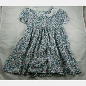Jazz Kids Floral Dress Lace Collar Girls Size 6X Made in USA Vintage 1980s - Picture 1 of 8