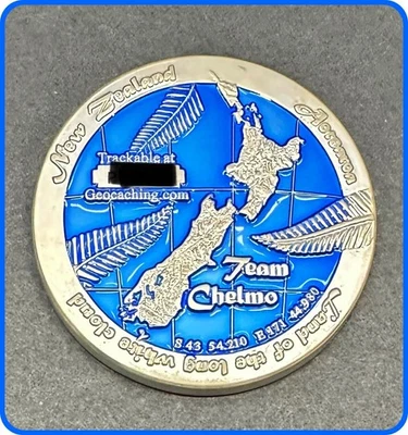 Geocoin Team Chelmo New Zealand Land of the Long White Cloud Unactivated - Image 1 of 2