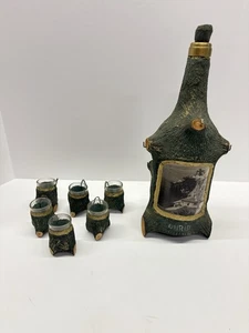 Vintage Bottle Decanter with Six Shot Glasses on Branches - Picture 1 of 12