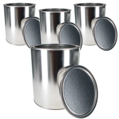 MASTER ELITE 1 Gallon (128 Ounce) Paint Cans & Lids (4 Pack) Unlined Metal Paint Cans