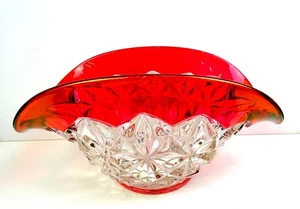 Tiffin Franciscan Glass Williamsburg Ruby Stained Vintage 8 1/4" Oval Bowl 1952- - Picture 1 of 10