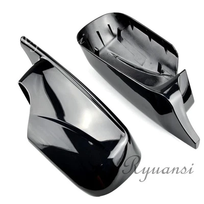 Pair For BMW E46 98-05 325i 328i 330i Gloss Black Side Mirror Cover Caps Replace Foto 1 de 4