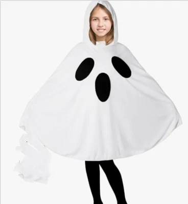 Disfraz de fantasma para niños poncho fantasma blanco con capucha capa de Halloween Foto 1 de 4