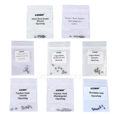 AZDENT Dental Orthodontic Lingual Buttons Bondable Round/Rectangular Mesh Base - Image 1 of 4