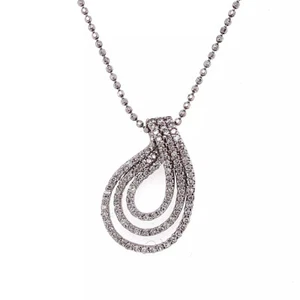 Colgante de oro blanco de 14k de 1,00 quilates con diamantes abierto con múltiples lágrimas ¡Cadena gratis! - Imagen 1 de 3