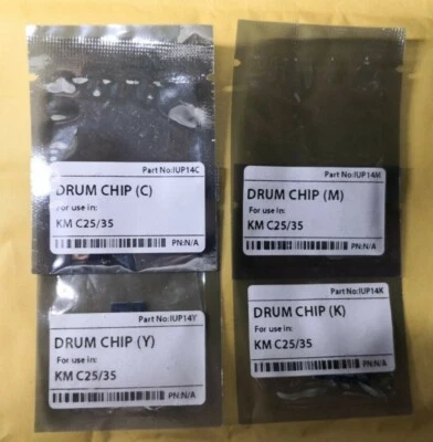 1 x CMYK Set of Drum Reset Chip Konica Minolta Bizhub C25 C35 C35P IUP14 UK