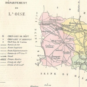 L' Oise  - - Département France Géographie - Carte ancienne (Fin XIXe) - Imagen 1 de 2