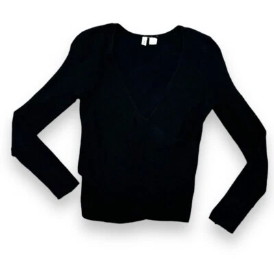 Suéter tejido acanalado envolvente sintético negro Moth Anthropologie - talla pequeña Foto 1 de 4