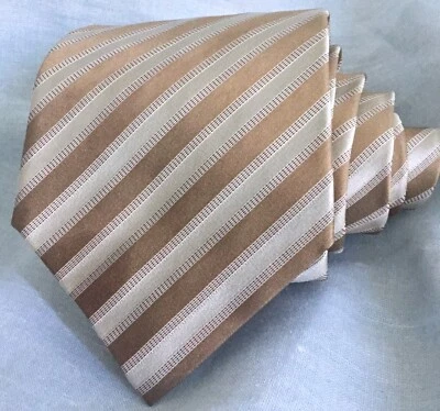 Corbata CORNELIANI 2.75" Ancho Tostado/Gris-Azul Rayas Seda Italia Excelente Estado Foto 1 de 3