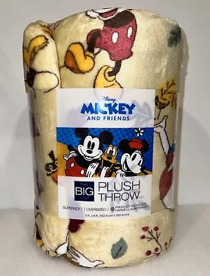 Disney Mickey & Friends Plush Throw Blanket 5ft x 6ft Yellow Multicolor NEW - Image 1 of 4