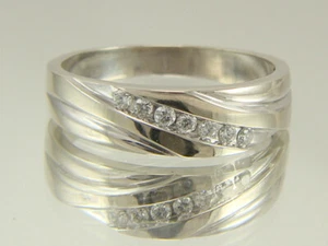 Mens 10K White Gold .25ctw Diamond Wedding Band Size 13 - Picture 1 of 13