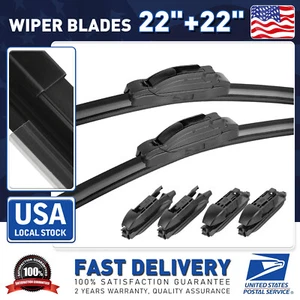 22"/22" OEM Front Windshield Wiper Blades Set for GMC Sierra 1500 2500HD 3500HD - Picture 1 of 21