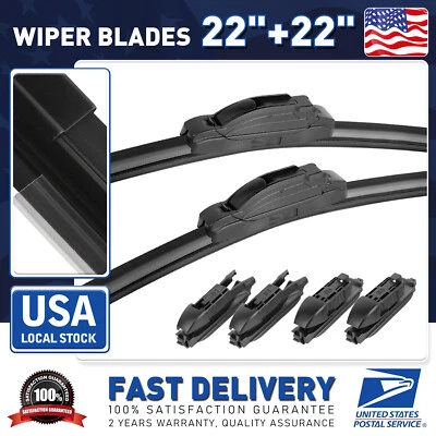 22"/22" OEM Front Windshield Wiper Blades Set for GMC Sierra 1500 2500HD 3500HD - Изображение 1 из 4