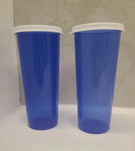 2-Tupperware Blau Becher Gläser 16 Unzen (5107L) mit Deckel Viele verfügbar - Bild 1 von 3