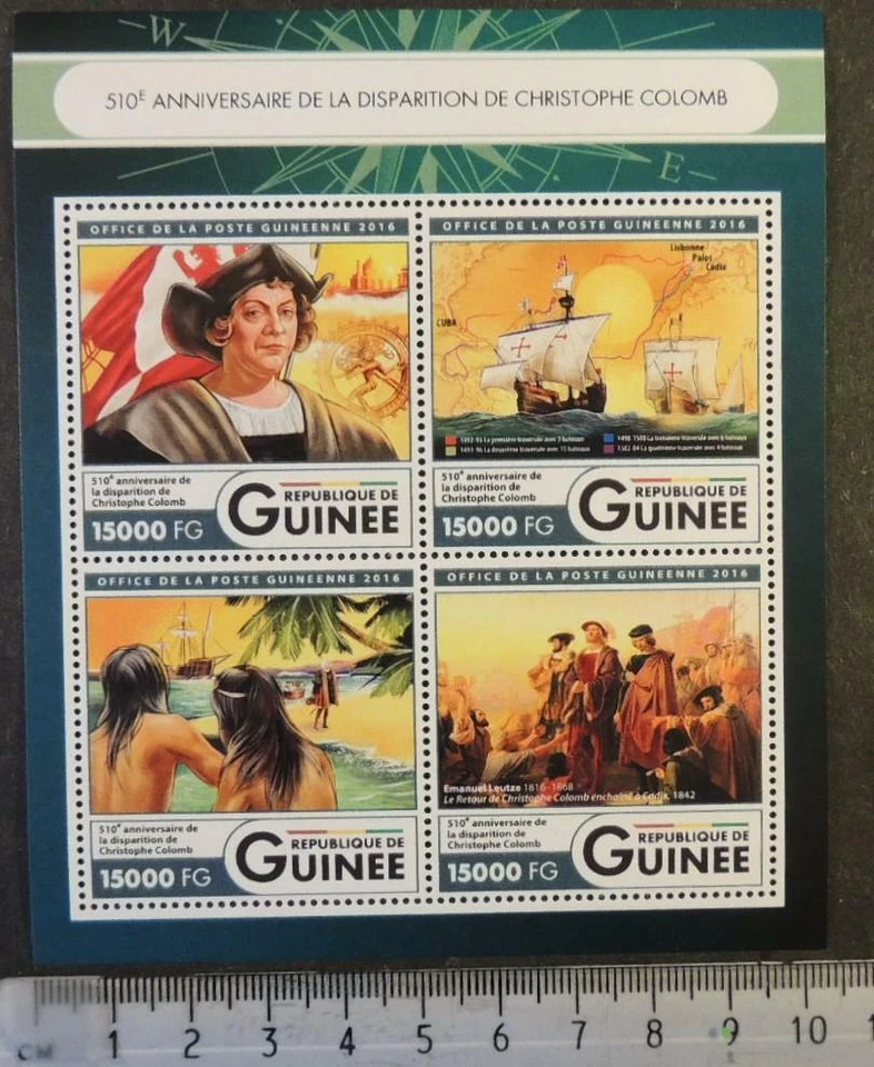 Guinea 2016 christopher columbus adventure sailing ships galleons m/sheet — 第 1/1 张图片