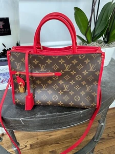 Louis Vuitton LV Popincourt PM Monogram Shoulder Bag Red Rouge Brown - Picture 1 of 24