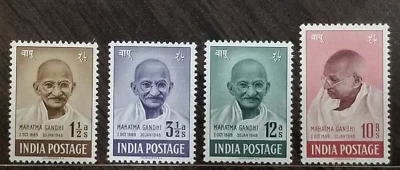 India 1948 Mahatma Gandhi Scott #203-06 4V MNH White Gum SUPERB FRESH CONDITION - Image 1 of 3